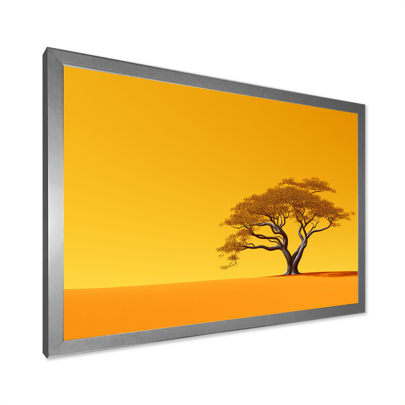 Arbre africain Aura II sur toile, Cadre photo argenté, H 24 po x l 32 po x P 1 po
