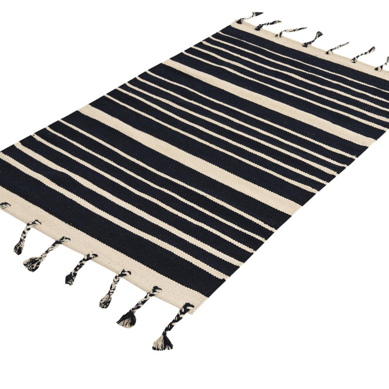 Iustin Cotton Striped Indoor Rug, Rectangle 7'1" x 10'