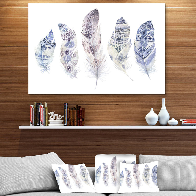 Cinq plumes - imprimé animaux, Métal, H 30 po x l 40 po x 1,5 po