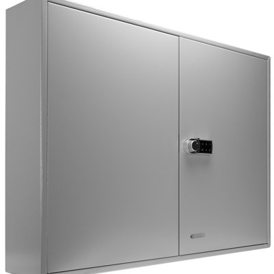 Grey Key Box With Digital Lock - Accommodate 400 Keys Adjustable Steel Cabinet For Organized Handling Wall Mount And Colorful Tagging Tags
