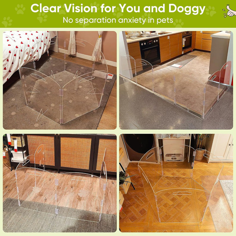 Extra Wide House Dog Gate Playpen, Foldable Acrylic Indoor Fence...