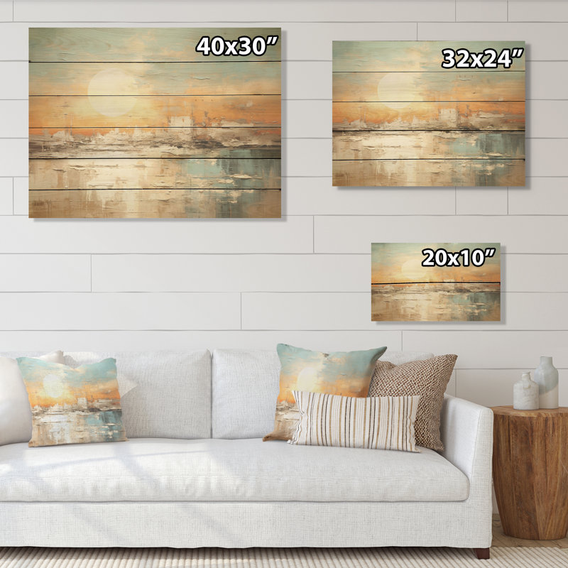 Beige et plage dorée, coucher de soleil sur le paradis, H 24 po x l 32 po