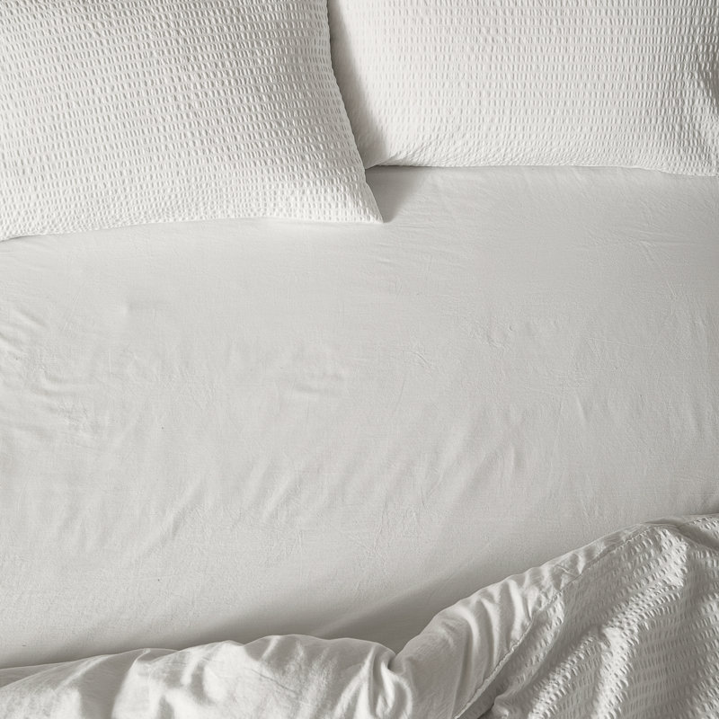 Hebden Washed Cotton Fitted Sheet, Super King (6'), White