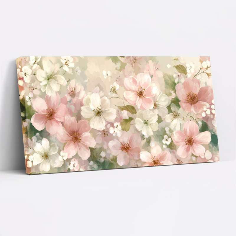 Ensemble de 1 tableau sur toile à motif floral de cerisier, H 12 po x l 36 po