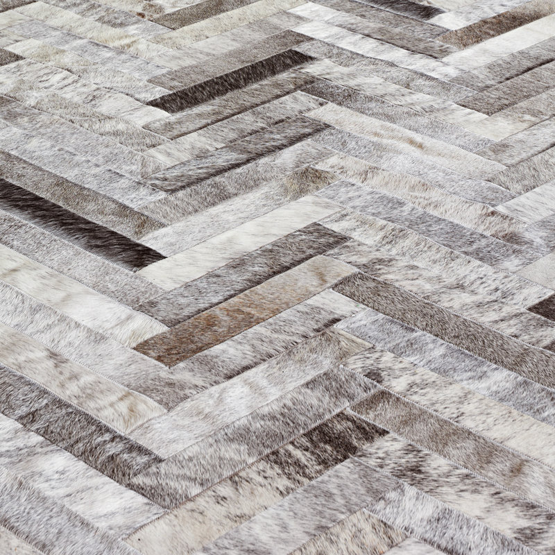 Plutus Cowhide Chevron Area Rug, Rectangle 12' x 15'