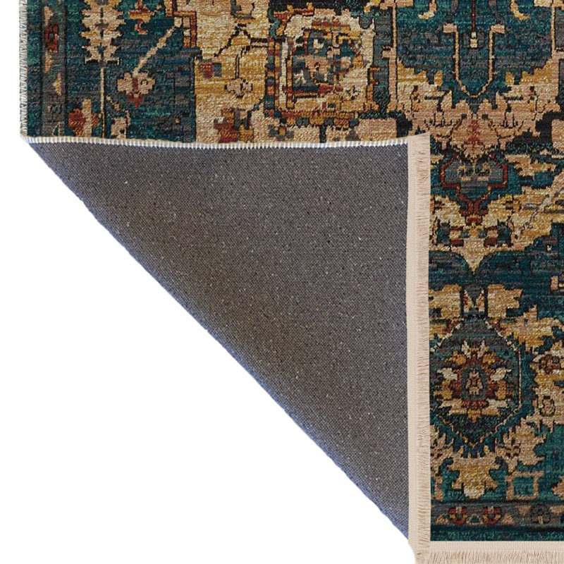 Tapis décoratif rétro à motif pétrole sur fond vert, Rectangle 4 pi 11,06 po x 9 pi 10,11 po