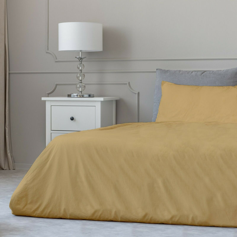 Ensemble de draps en micro-fibre, Or, Ensemble de draps pour lit simple avec un drap-hou