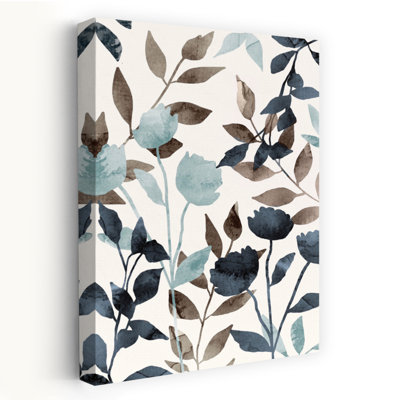 Art floral bleu abstrait neutre naturel minimaliste