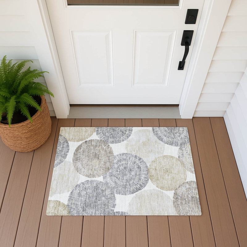 Tapis abstrait intérieur / extérieur lavable à la machine Adalaide ACN2351, Rectangle 1 pi 8 po x 2 pi 6 po