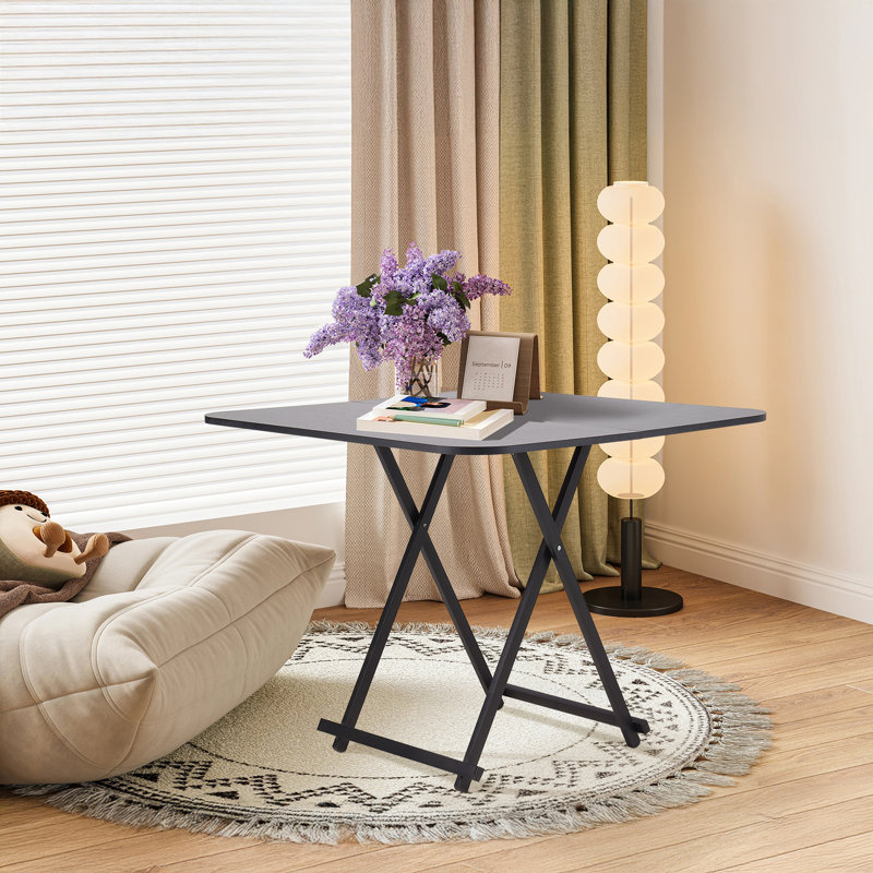 Foldable Square Dining Table, Black