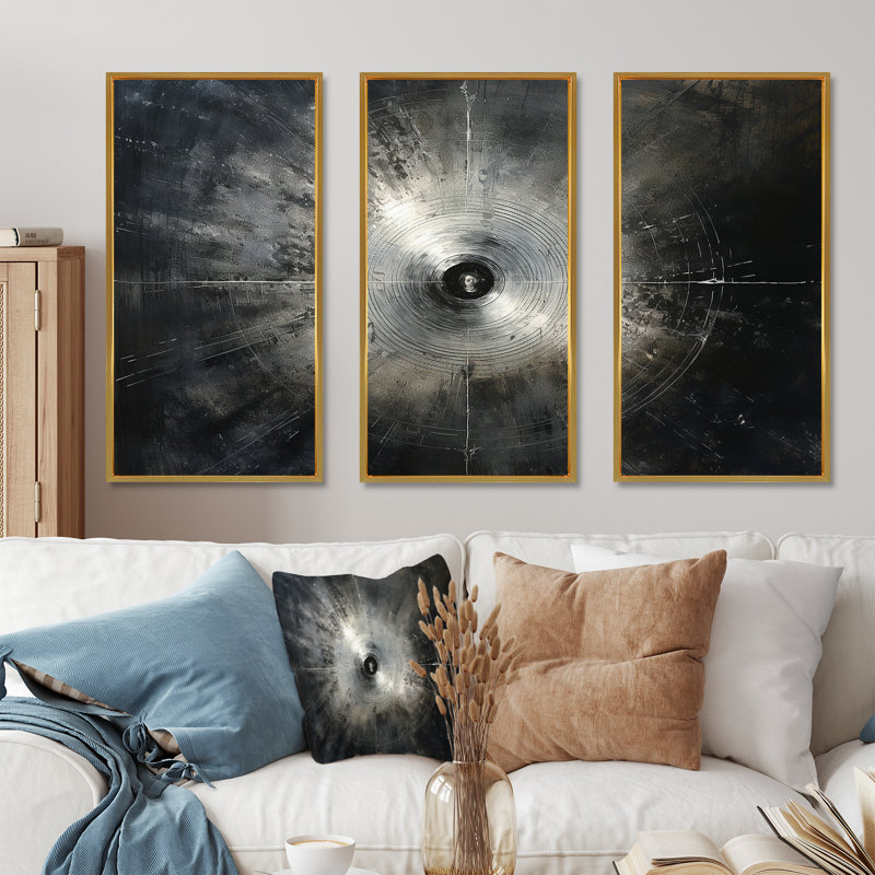 Ensemble de salon Music Wall Art, Cadre flottant doré, H 40 po x l 60 po x P 1 po