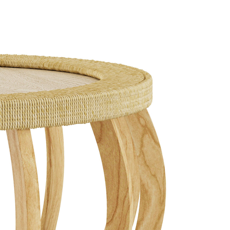 Table basse ronde ronde en bois massif de 35,43 po avec pieds courbés et table d'appoint Boho pour salle à manger, cuisine et salon, naturel