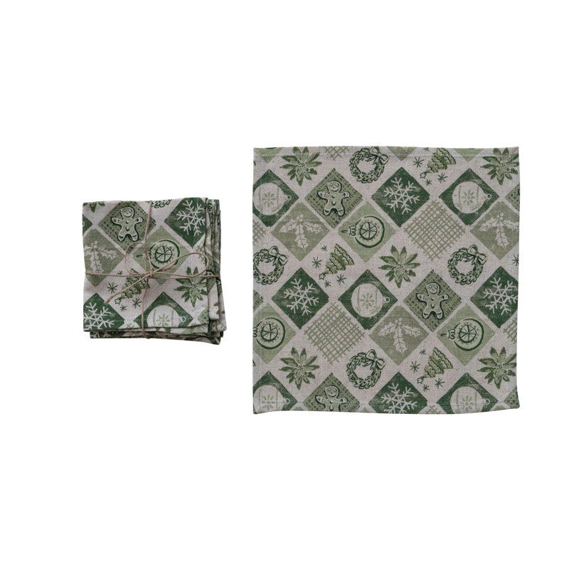 Artisan Botanical Cotton Linen Napkin Set