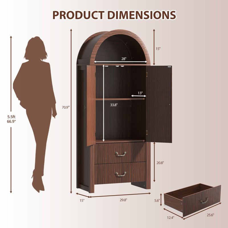 Armoire de cuisine 71 "H, Noyer