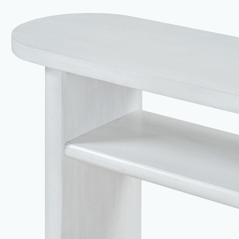 Console en bois 48,7 "avec tablette, Blanc antique