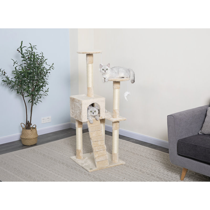 Beige Sisal Covered Multi-Level Cat Tree Condo