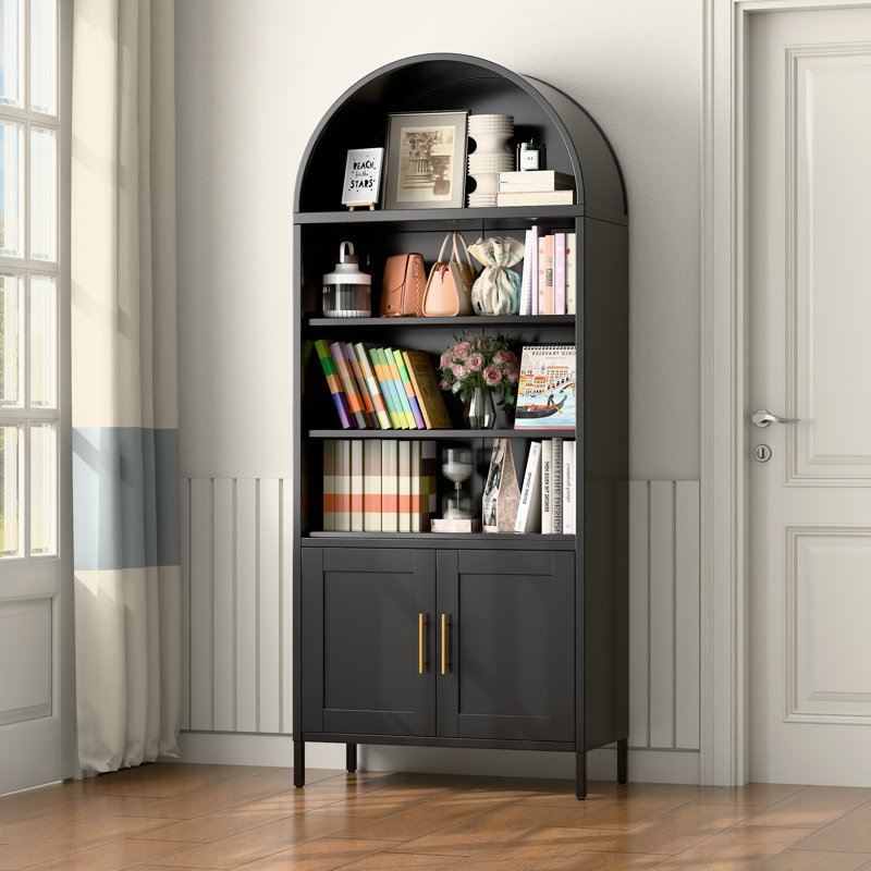 30.7 In. W X 72.8 In. H X 15.4 In. D Arch Metal Freestanding Cabinet With Doors And Adjustable Shelves, Black
