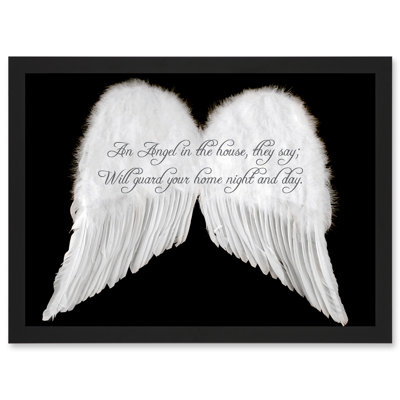 An Angel The House Guard Home Wings Quote Motivation Typography - Single Picture Frame Print