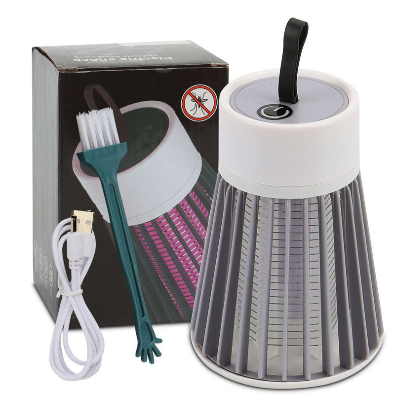 Lampe de tueur électrique à moustiques et à moustiques rechargeable Bug Zapper avec boucle de suspension USB Bug Zapper, Gris