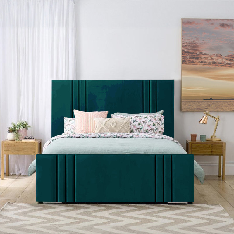 Adelpho Upholstered Bed, Double (4'6), Mallard