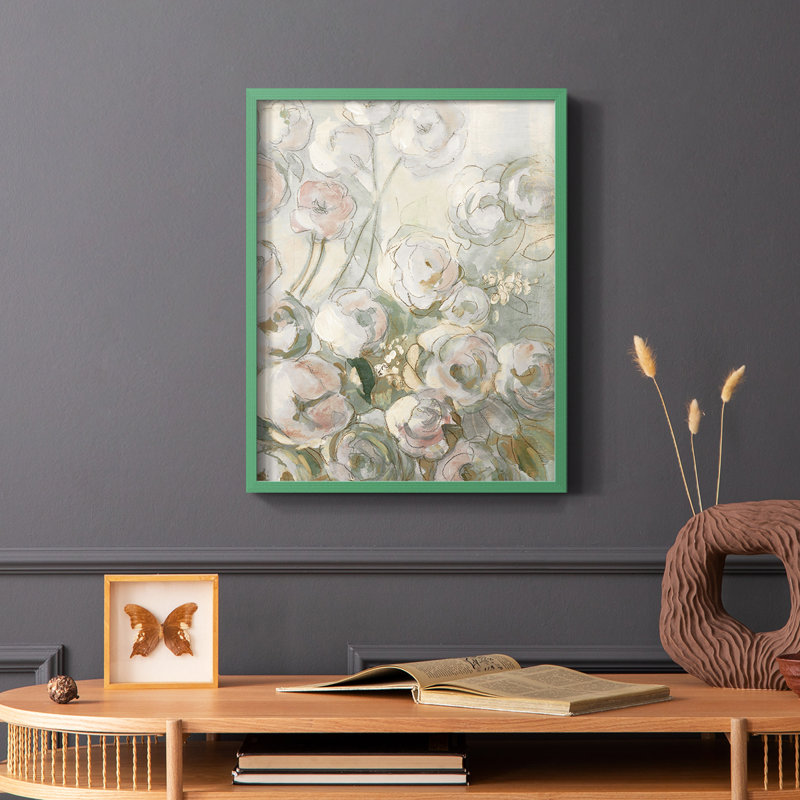 «Moonlit Climbing Roses II», reproduction encadrée - bois massif, Vert, H 10 po x l 8 po