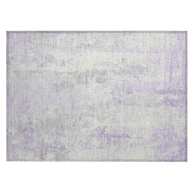Machine Washable Indoor/Outdoor Xhevrie Lavender Rug