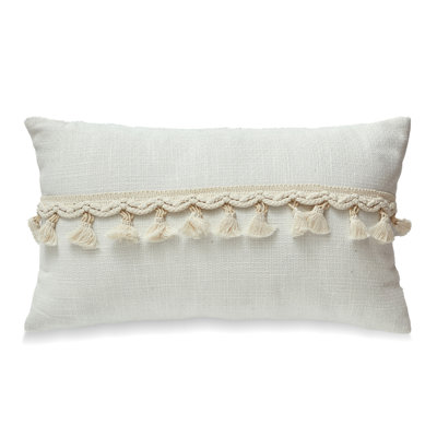 Chenille Fabric With Tassel Accents And Polyester Insert Pillow