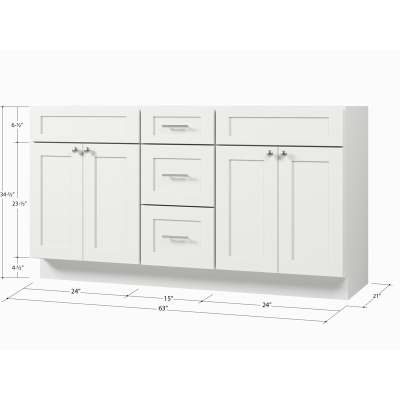 Meuble-lavabo double de 63 pouces, Blanc