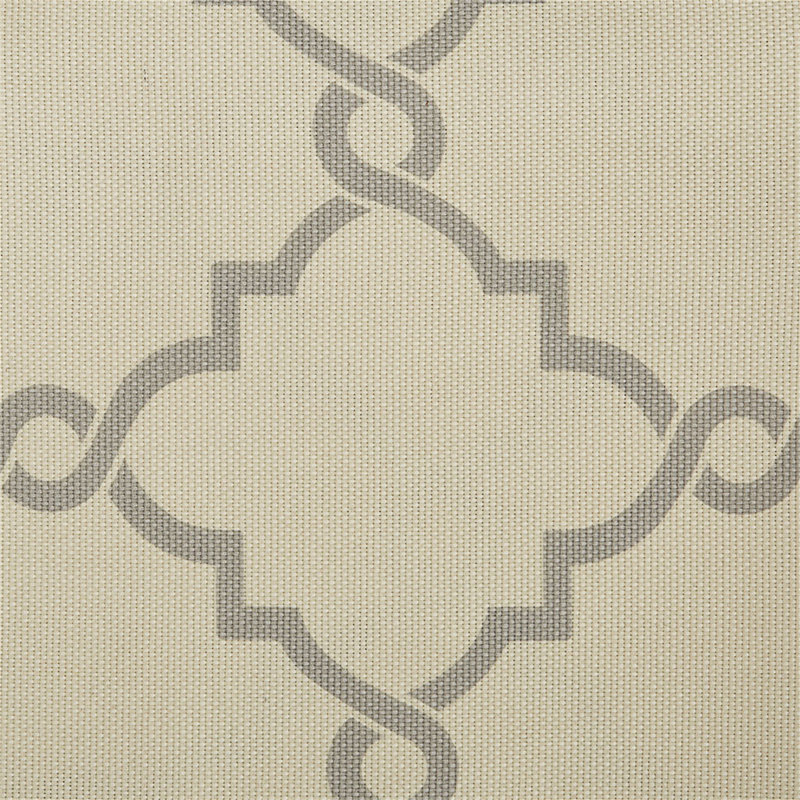 Fretwork Print Grommet Top Window Curtain Panel With Geometric Pattern And Light-Filtering Texture., Beige/Grey