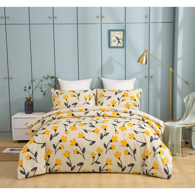 Garden Polyester Floral Duvet Cover, Queen Duvet Cover + 2 Standard Pillowcases