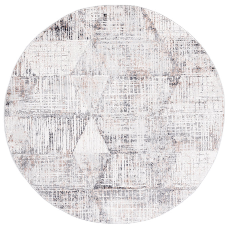 Shivan 100 Performance Abstract Rug, Round 6'7"