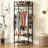 22.75" Rustic Brown & Black Small Clothes Rack, Heavy-Duty Freestanding Closet Organizer with Hanging Rod, 4 Hooks