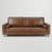80 Inch Brown Faux Leather Sofa Solid Wood Frame Tufted 3 Seater Couch