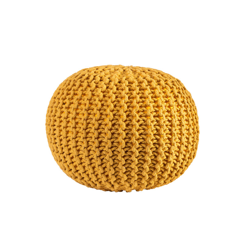 Antoinette 50cm Wide Round Solid Colour Pouffe Ottoman, Ochre