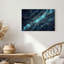 Art mural sur toile en pierre craquelée bleu foncé avec cristaux cyan-1076683216