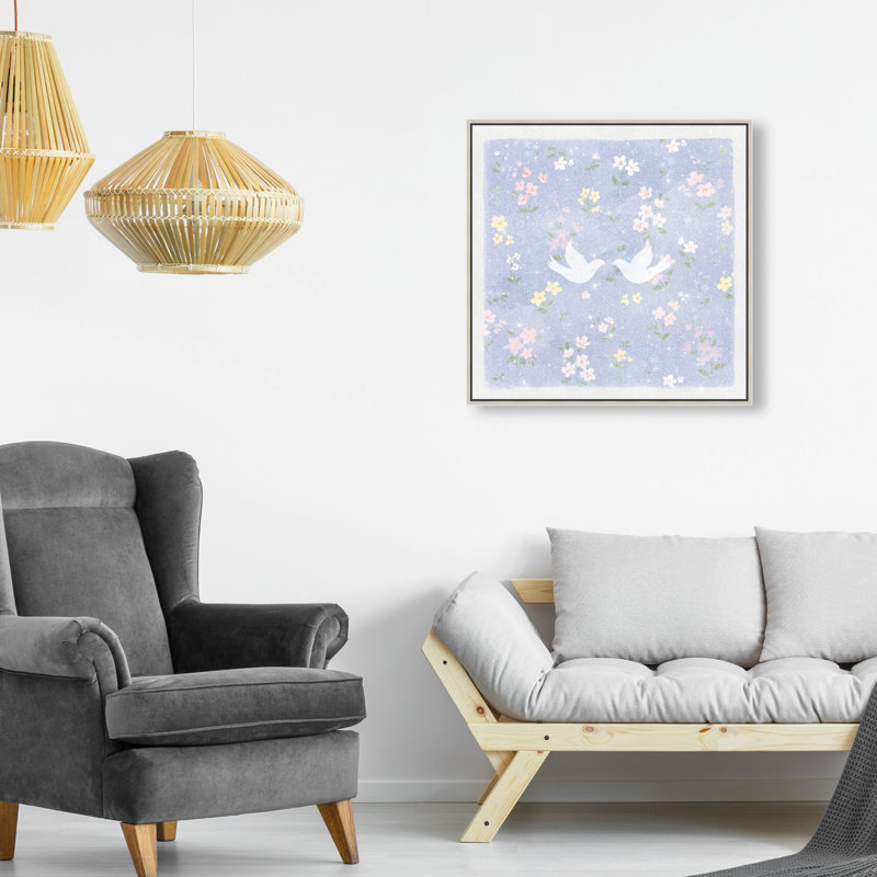 Love Doves Print by Oliver Gal, 21"H x 21"W, Silver Floater Frame