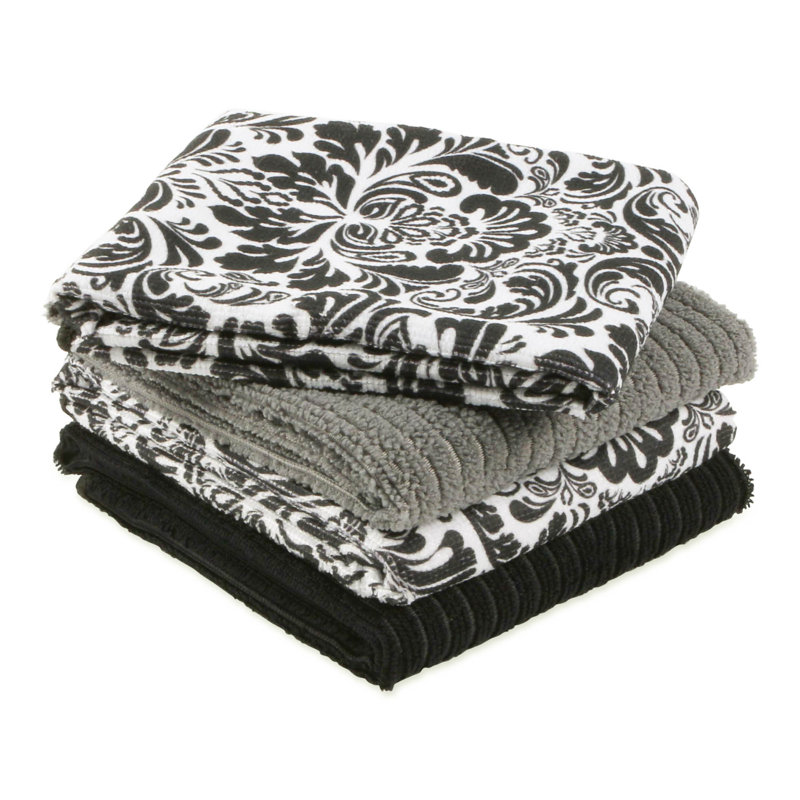 Cotton Waffle Dish Cloth Kitchen Towel, Black