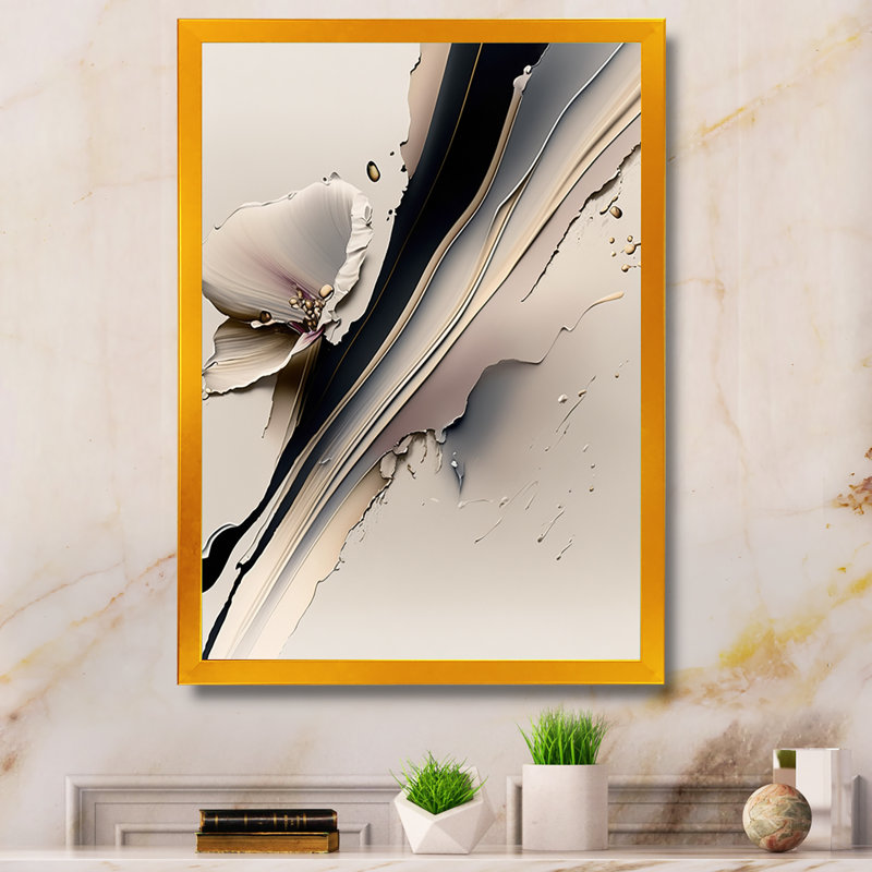 Orchid Flowers Hyperrealistic IV - Print on Canvas, 20" H x 12" W, Gold Picture Framed