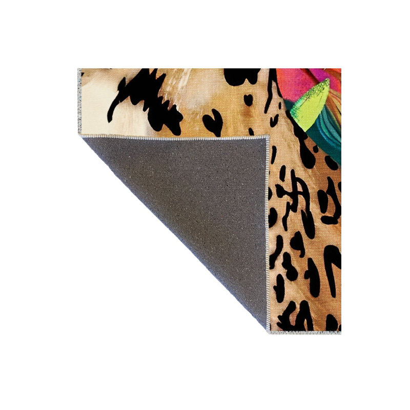 Tapis décoratif vert à motif floral tigré vert, Sous-tapis rectangulaire 4 pi 7 po x 6 pi 7 po inc