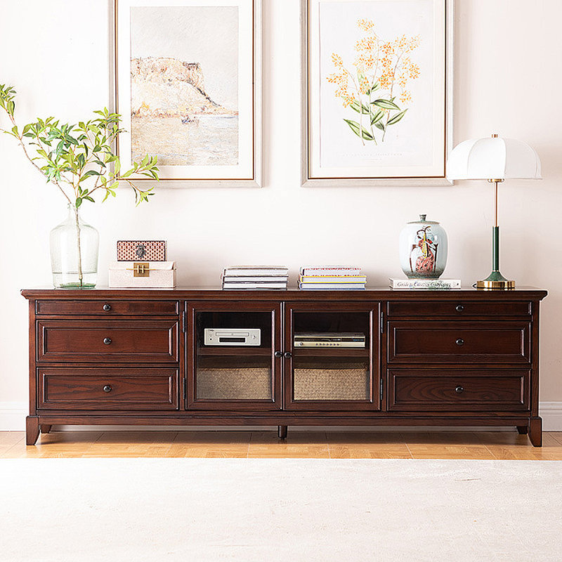 Meuble télé de style américain avec rangement minimaliste, H 23,62 po x L 70,87 po x l 16,54 po