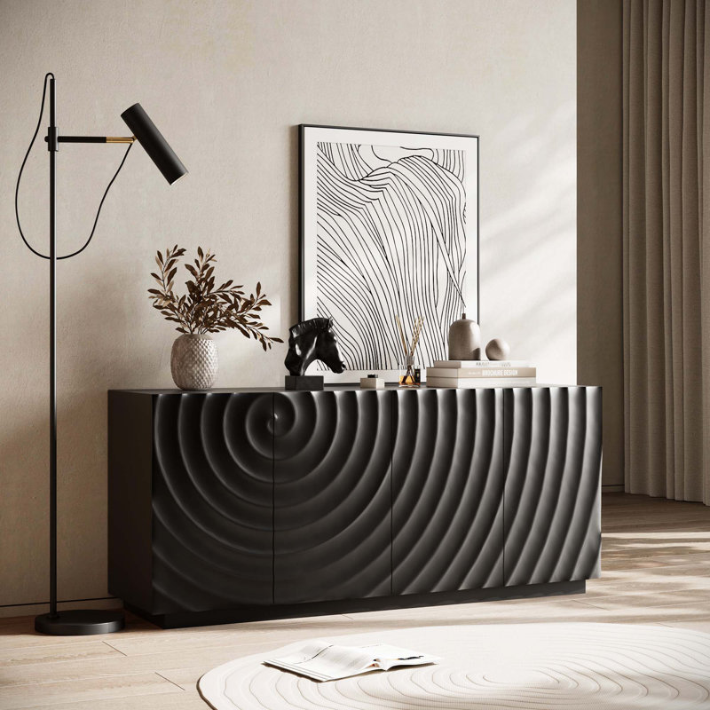 Buffet rectangulaire de 59 po de largeur, Noir