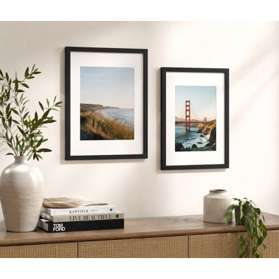 Black Gallery Wall Picture Frame Set wih Mat