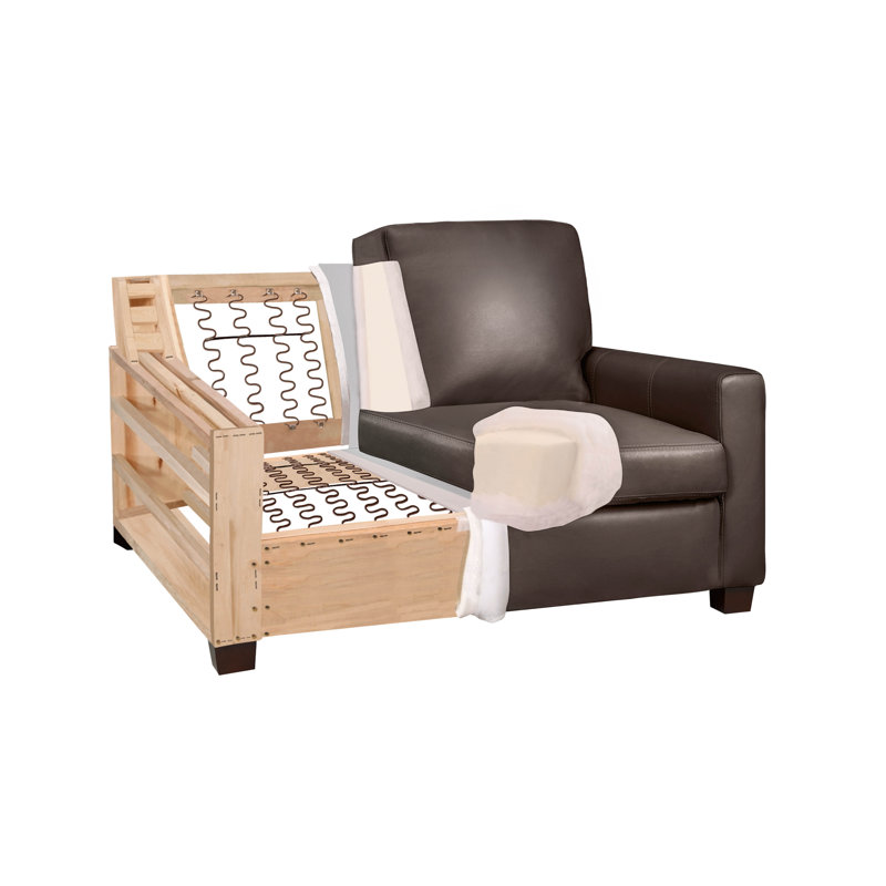 Canapé Anum, Cuir moka, H 36 po x l 76 po x P 37 po