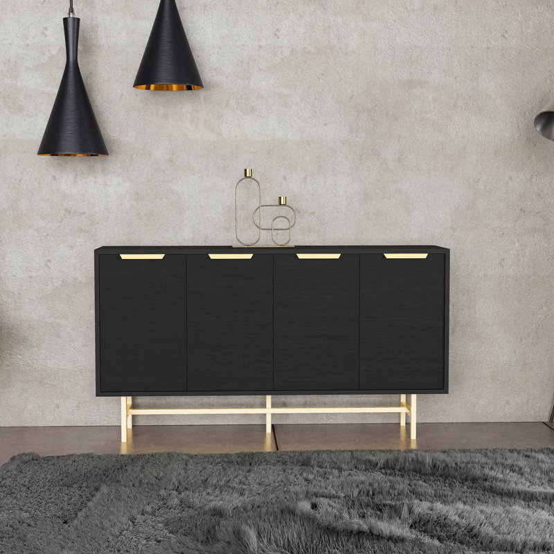 Covedale 144cm Console Table, Black/Gold