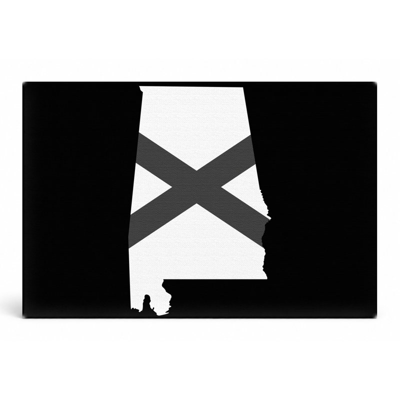 Alabama State Flag Silhouette - Art mural sur toile paysage, 18" W x 12" H