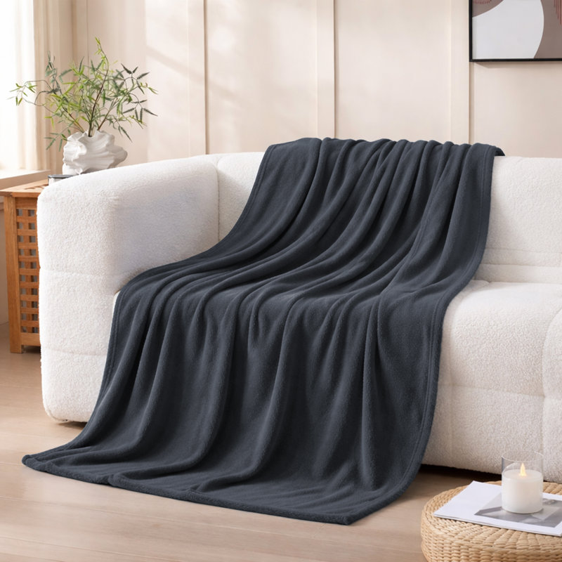 Couverture polaire en fausse fourrure de vison de luxe - peluche douce et réversible pour lit et canapé, Gris, Grand lit