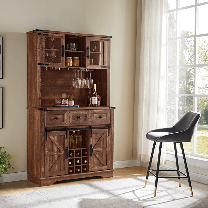 Gracie Oaks Kymbella Bar Cabinet With Wine Bottle Rack & Reviews | Wayfair