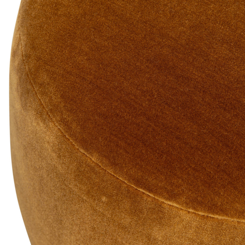 BILBURY Round Ottoman, Monte Tobacco Mohair Velvet