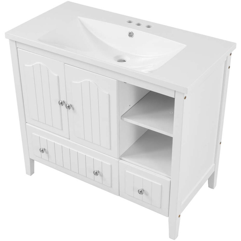 36 meuble-lavabo simple avec lavabo, Blanc
