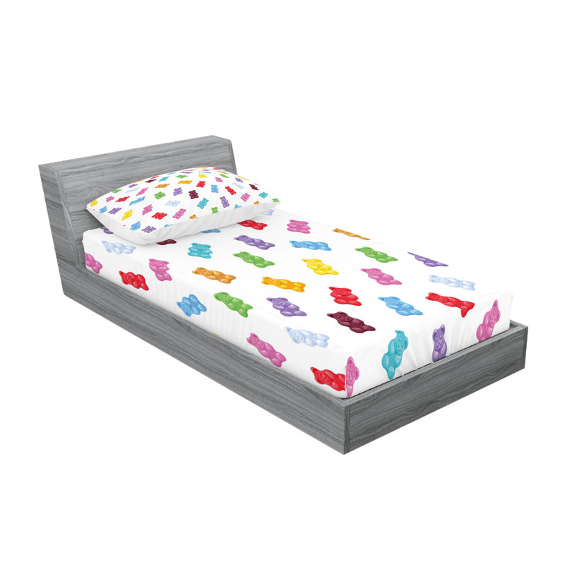 Multicolore drap-housse et coussin décoratif Ambesonne, Ensemble de draps pour lit simple + 3 pièces supp